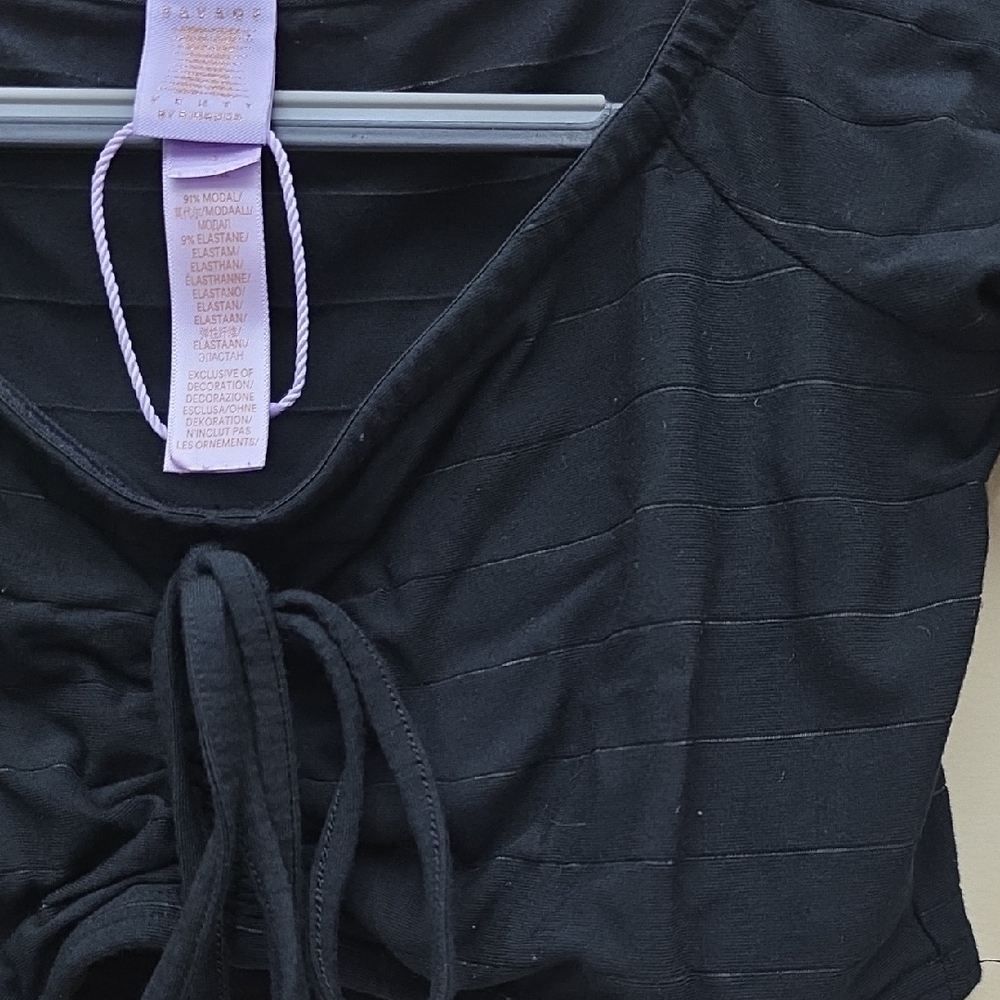 Savage X Fenty Black Front Tie Bow Crop Top NWOT - Picture 3 of 5
